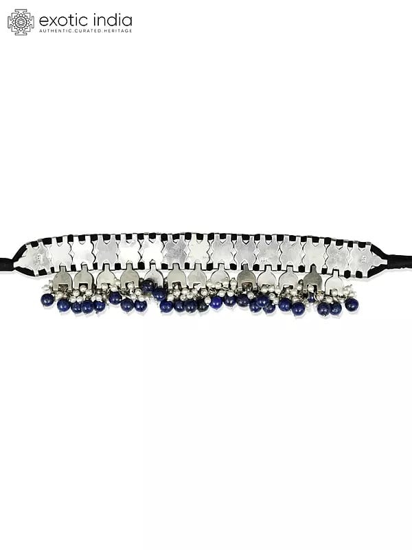 Exotic India Turquoise Choker With Lapis Lazuli And Pearls 