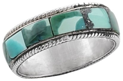 Exotic India Turquoise Inlay Stone Ring Made In Sterling Silver 
