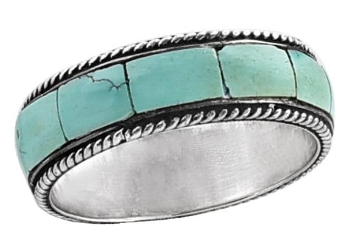 exotic india Turquoise Inlay Stone Ring Made in Sterling Silver 