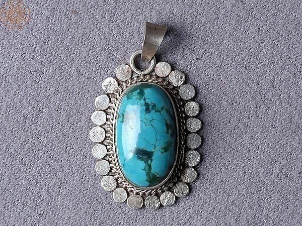 exotic india Turquoise Onyx Gemstone Silver Pendant from Nepal 