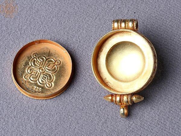 Exotic India Turquoise Round Ghau Pendant Silver Gold Plated