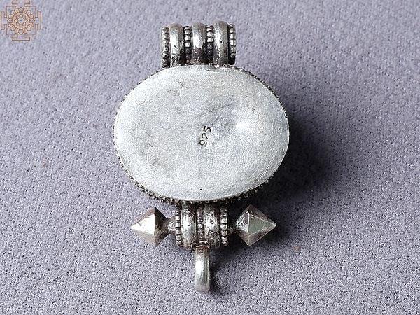 Exotic India Turquoise Tibetan Ghau Silver Pendant From Nepal 