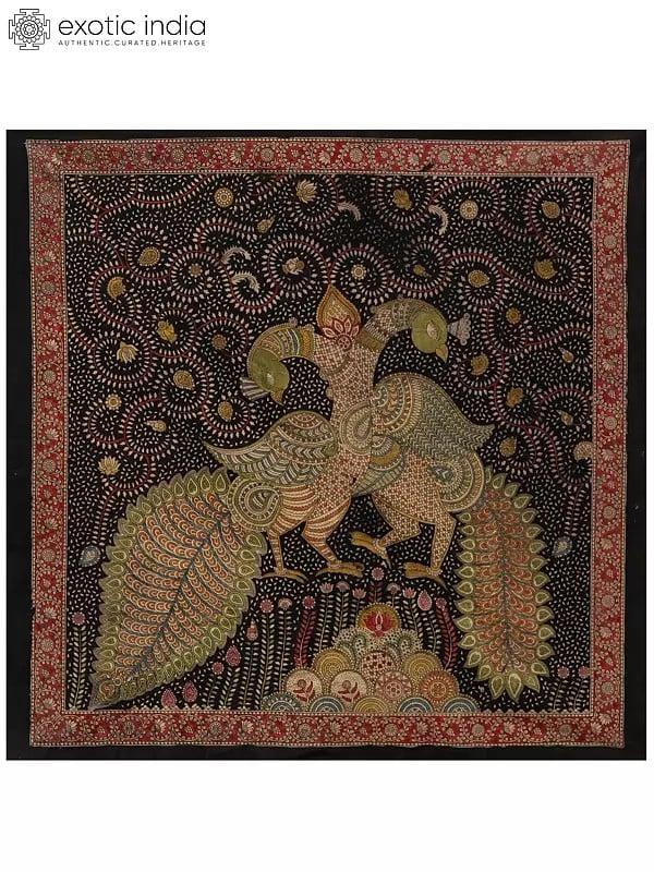 exotic india Two Peacock - Mata Ni Pachedi | Madarpat Cotton