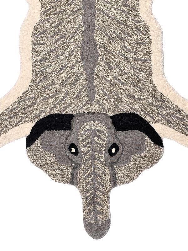 Exotic India Ultimate-Gray Tufted Baby Elephant Yogic Asana Mat From Mirzapur 