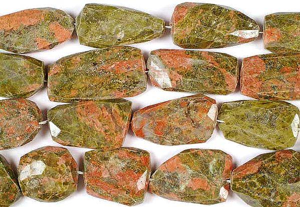 exotic india Unakite Faceted Flat Tumbles | Gemstone Beads 