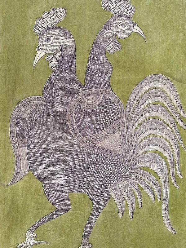 Exotic India Vahana Of Bahuchar Goddess | Natural Color On Cotton Cloth | By Sanjay Chitara 