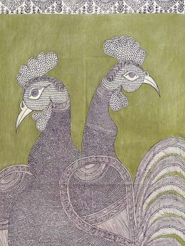 Exotic India Vahana Of Bahuchar Goddess | Natural Color On Cotton Cloth | By Sanjay Chitara 