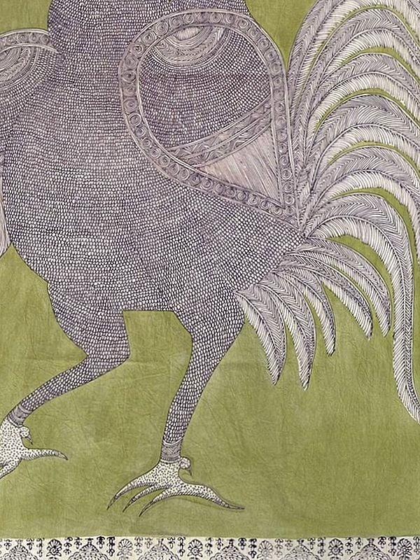 Exotic India Vahana Of Bahuchar Goddess | Natural Color On Cotton Cloth | By Sanjay Chitara 