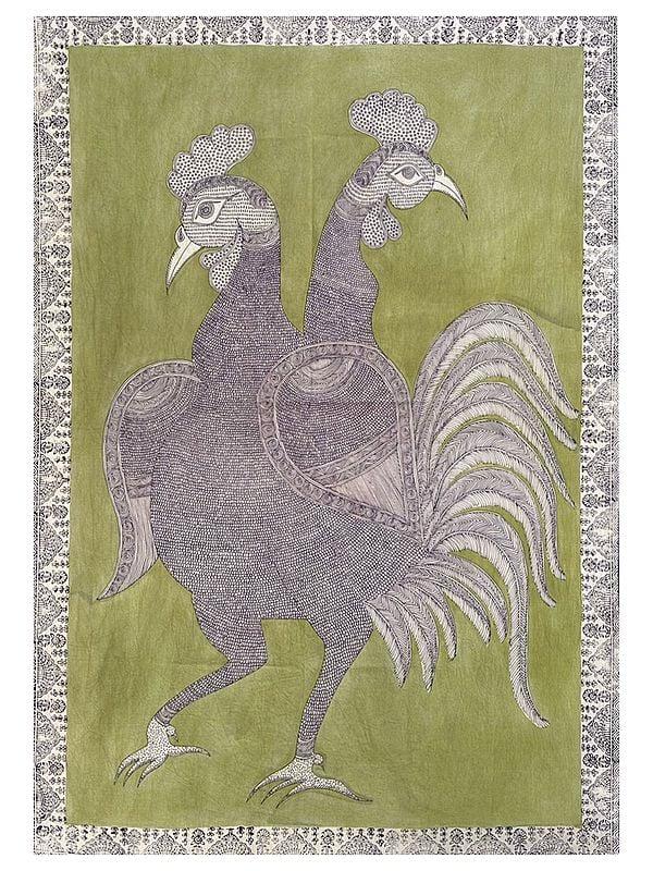 exotic india Vahana Of Bahuchar Goddess | Natural Color On Cotton Cloth | By Sanjay Chitara 