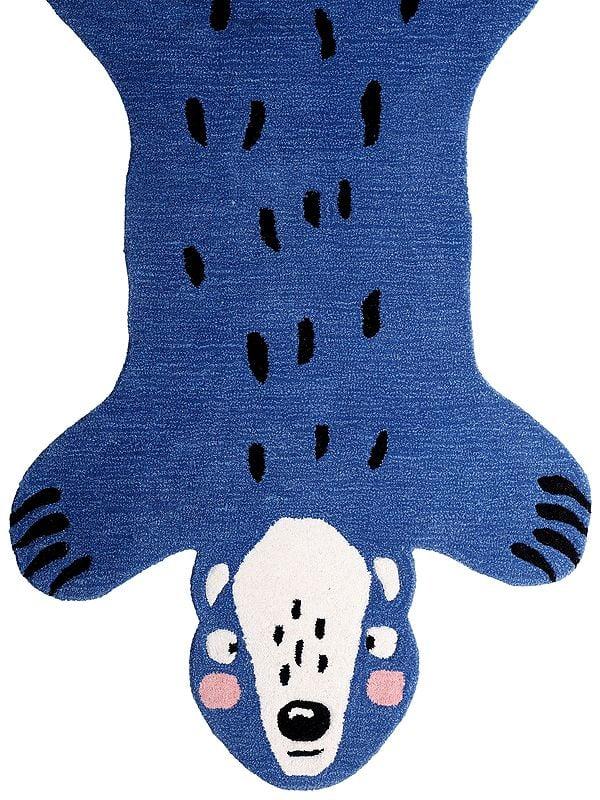 Exotic India Vallarta-Blue Handmade Honey Badger Tufted Yogic Asana Mat From Mirzapur
