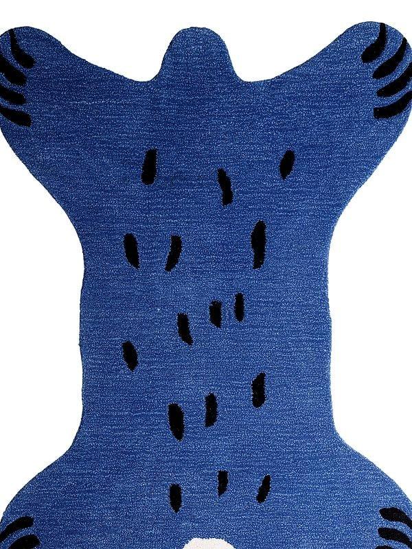 Exotic India Vallarta-Blue Handmade Honey Badger Tufted Yogic Asana Mat From Mirzapur