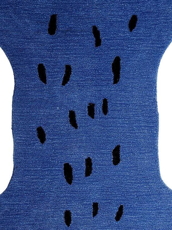 Exotic India Vallarta-Blue Handmade Honey Badger Tufted Yogic Asana Mat From Mirzapur