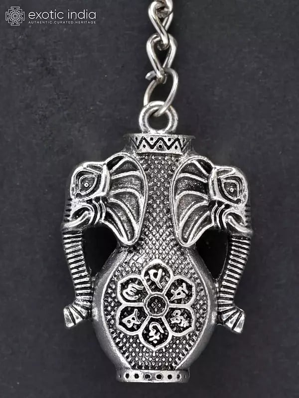 Exotic India Vase Keychain With Both Side Elephant Head 