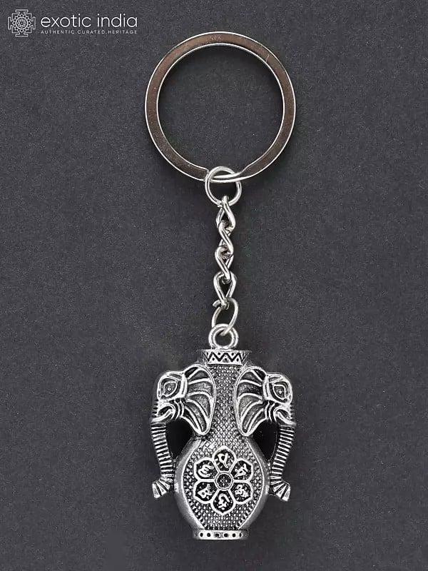 exotic india Vase Keychain with Both Side Elephant Head 