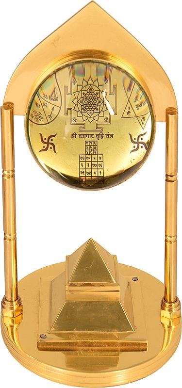 exotic india Vastu Pyramid and Shri Yantra with Magnifying Glass 