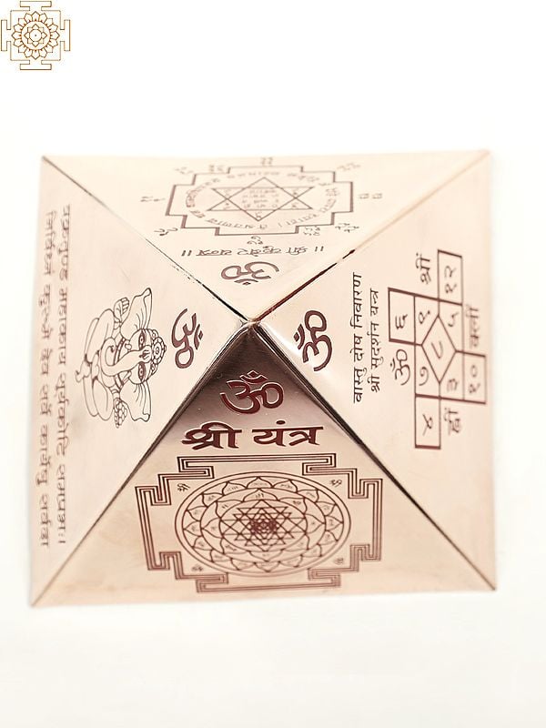 Exotic India Vastu Pyramid With Syllable Mantra With Ganesha Figure Shri Vaastu Dosh Nivaaran Shri Kuber Mantra Shri Yantra 