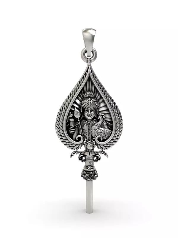exotic india Vel Pendant with Raja Alangaram Face Pendant