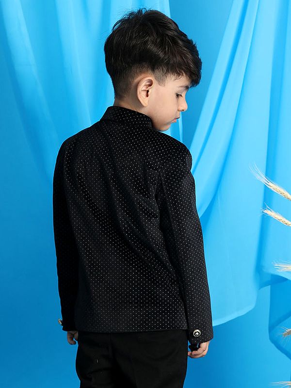 Exotic India Velvet Blend Polka Dot Pattern Jodhpuri Coat 