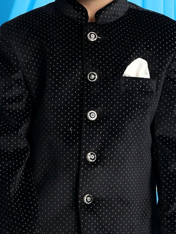 Exotic India Velvet Blend Polka Dot Pattern Jodhpuri Coat 