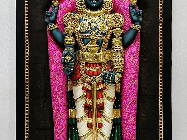 Exotic India Venkateshvara (Tirupati Balaji) Tanjore Painting | With Frame | Super Embossed 3D Face Work
