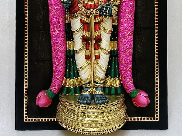 Exotic India Venkateshvara (Tirupati Balaji) Tanjore Painting | With Frame | Super Embossed 3D Face Work