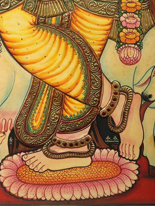 Exotic India Venugopal Krishna With Gopis | Tanjore Painting With Frame