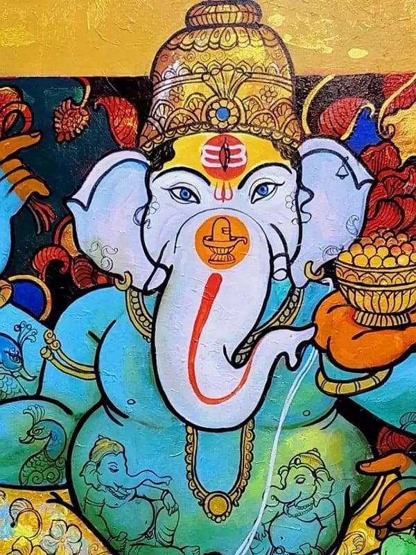 Exotic India Vighnaharta Ganesha | Acrylic On Canvas | By Arjun Das 