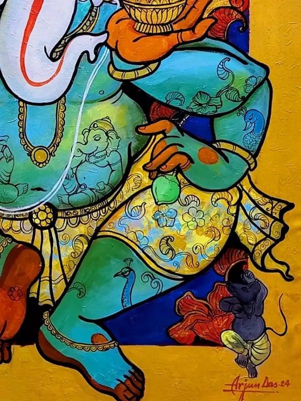 Exotic India Vighnaharta Ganesha | Acrylic On Canvas | By Arjun Das 
