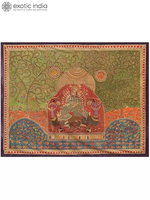 exotic india Visat Mata - Mata Ni Pachedi Art | Madarpat Cotton