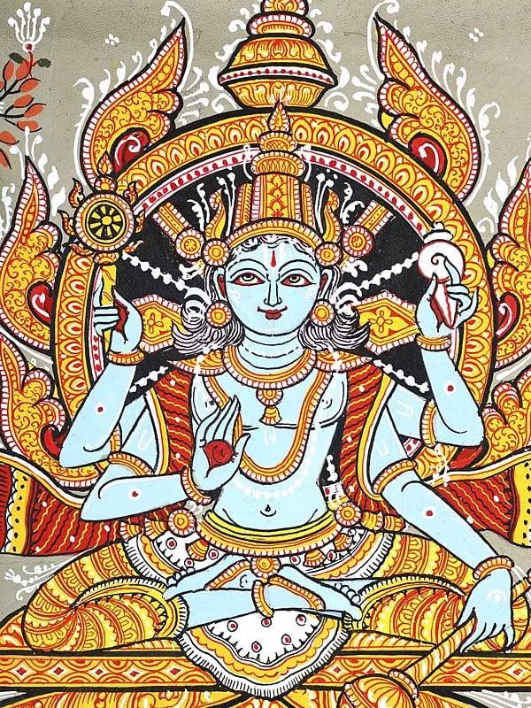 Exotic India Vishnu Gajalakshmi Ganesha And Saraswati | Pattachitra Painting From Odisha 