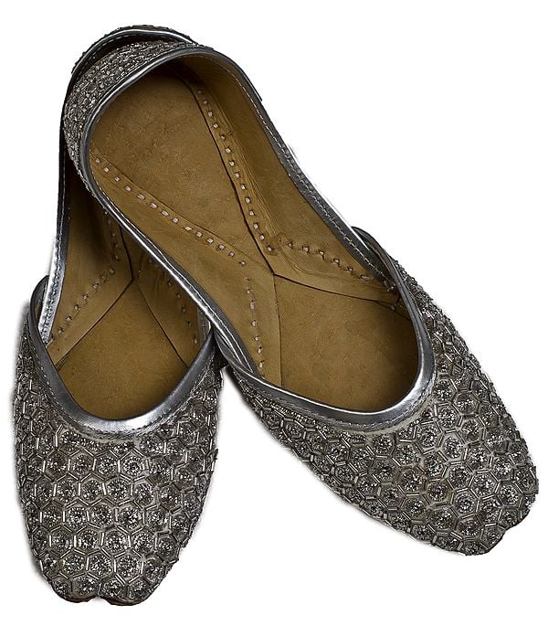 exotic india Wedding Jooties with All-Over Zardozi Work