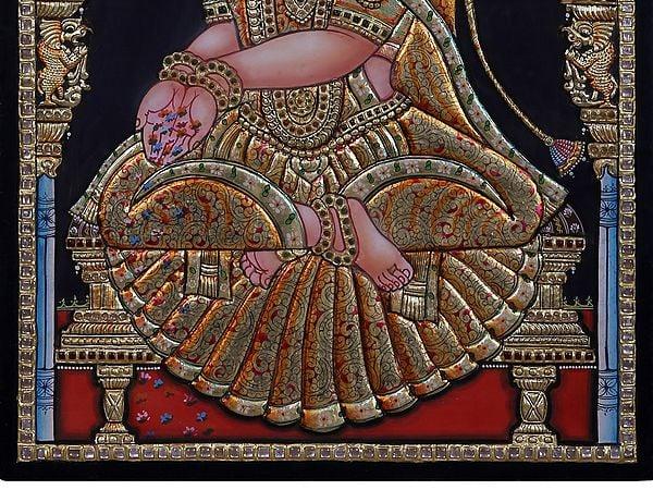 Exotic India Welcome Lady | Traditional Colors With 24 Karat Gold | With Frame