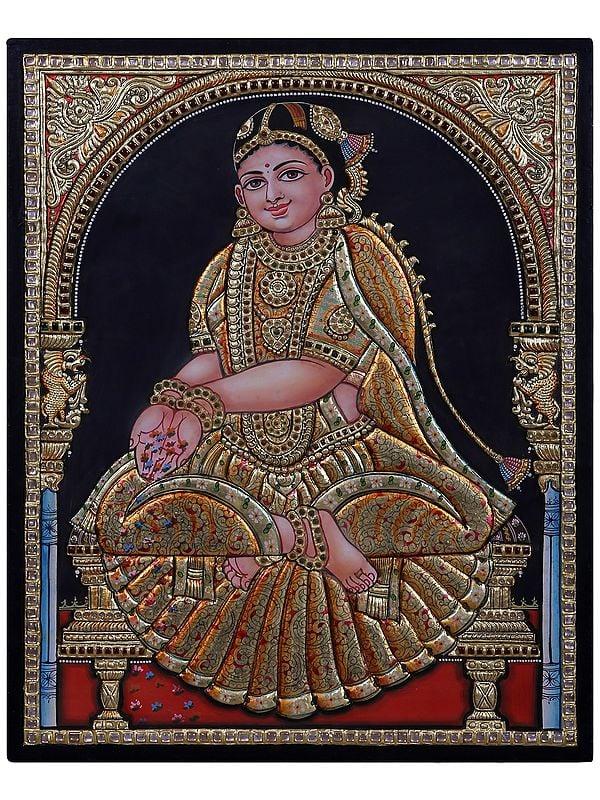exotic india Welcome Lady | Traditional Colors with 24 Karat Gold | With Frame 