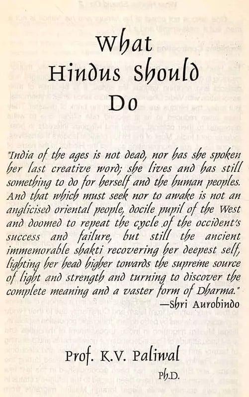 Exotic India What Hindus Should Do (An Old And Rare Book) 