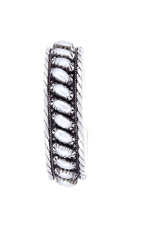 Exotic India White-pearl Studded Sterling Silver Bracelet