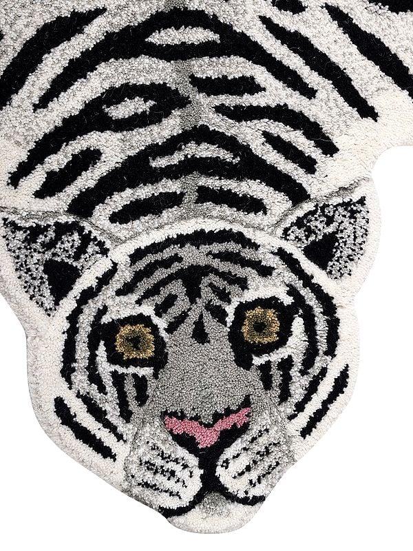 Exotic India White Tiger Wool Yogic Asana Mat From Mirzapur 