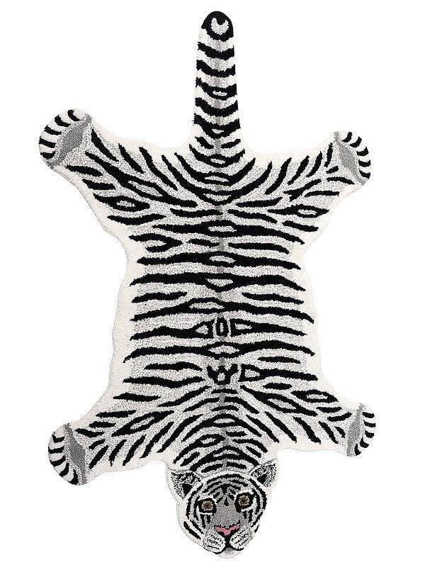 exotic india White Tiger Wool Yogic Asana Mat from Mirzapur 