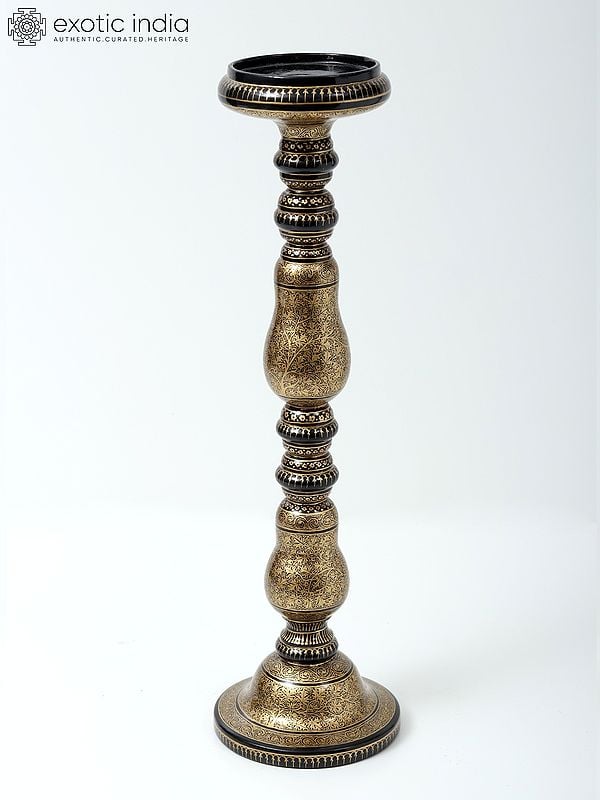 Exotic India Wood Based Superfine Papier Mache Candle Stand (Set Of 3)