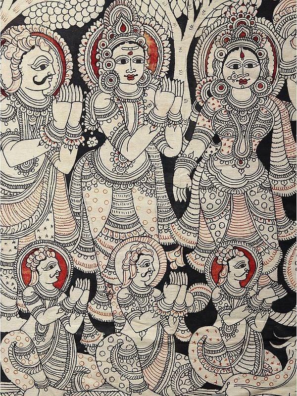Exotic India Worshipping Of Lord Buddha | Kalamkari Painting 