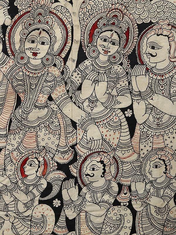 Exotic India Worshipping Of Lord Buddha | Kalamkari Painting 