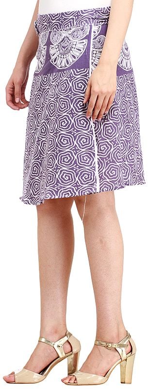 Exotic India Wrap-Around Mini-Skirt From Pilkhuwa With Block Print 