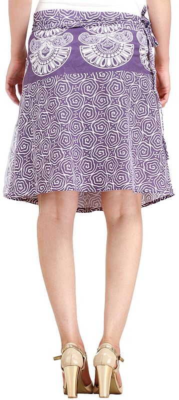 Exotic India Wrap-Around Mini-Skirt From Pilkhuwa With Block Print 