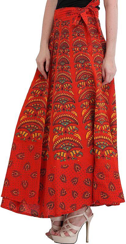 Exotic India Wrap-Around Printed Long Skirt From Pilkhuwa