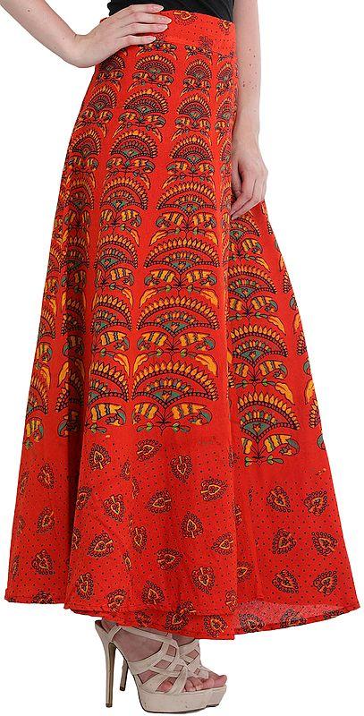 Exotic India Wrap-Around Printed Long Skirt From Pilkhuwa