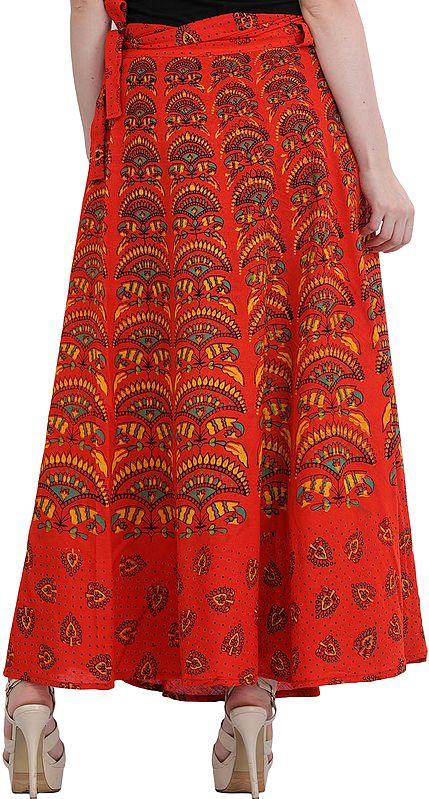 Exotic India Wrap-Around Printed Long Skirt From Pilkhuwa