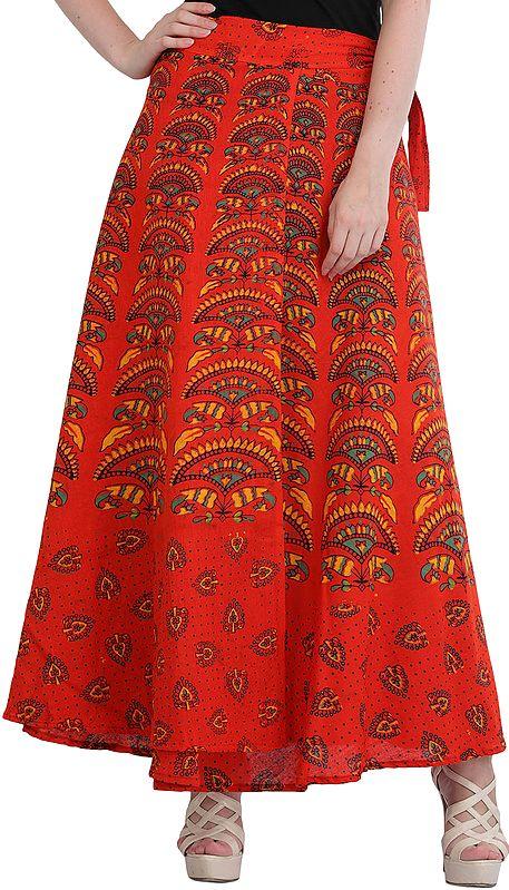 exotic india Wrap-Around Printed Long Skirt from Pilkhuwa 