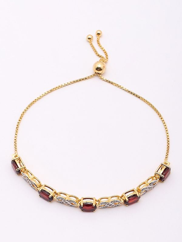 Exotic India Wraparound Bracelet With Garnet And White Topaz 