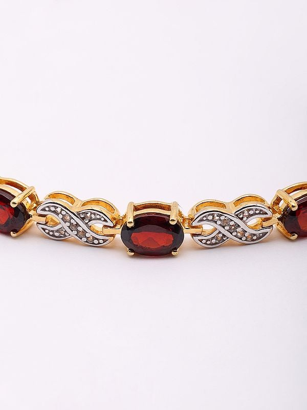 Exotic India Wraparound Bracelet With Garnet And White Topaz 