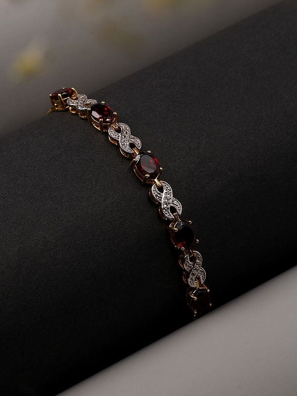 Exotic India Wraparound Bracelet With Garnet And White Topaz 