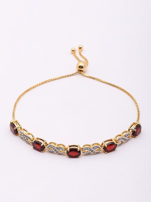 exotic india Wraparound Bracelet with Garnet and White Topaz 